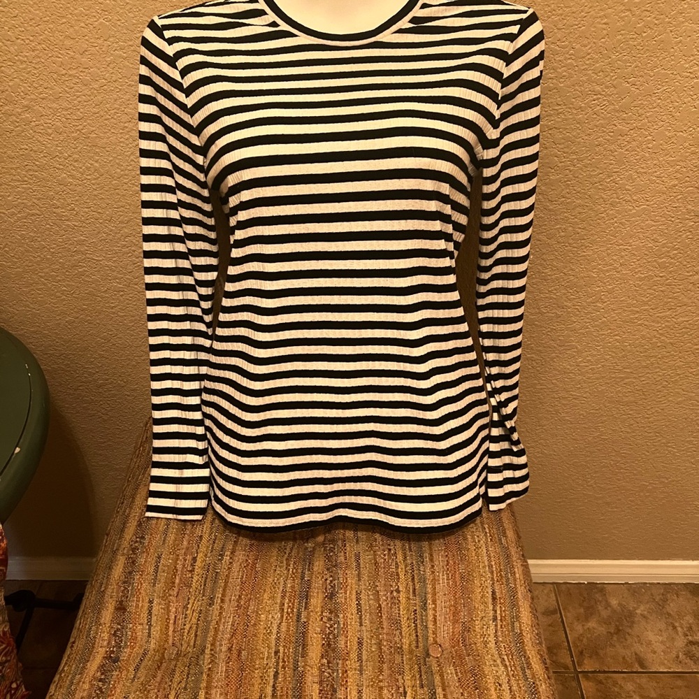Philosophy Striped Black and White Women's Top